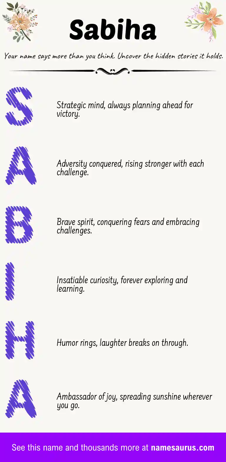 Acrostic poem about Sabiha.