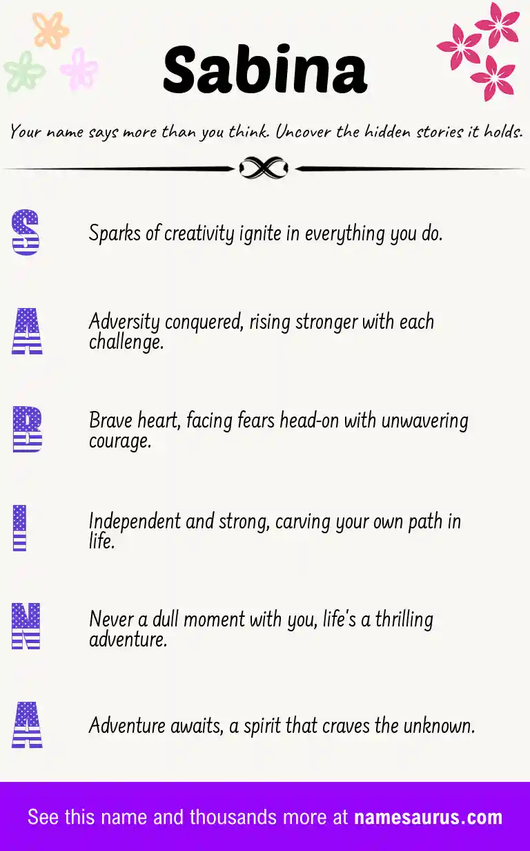 Acrostic poem about Sabina.