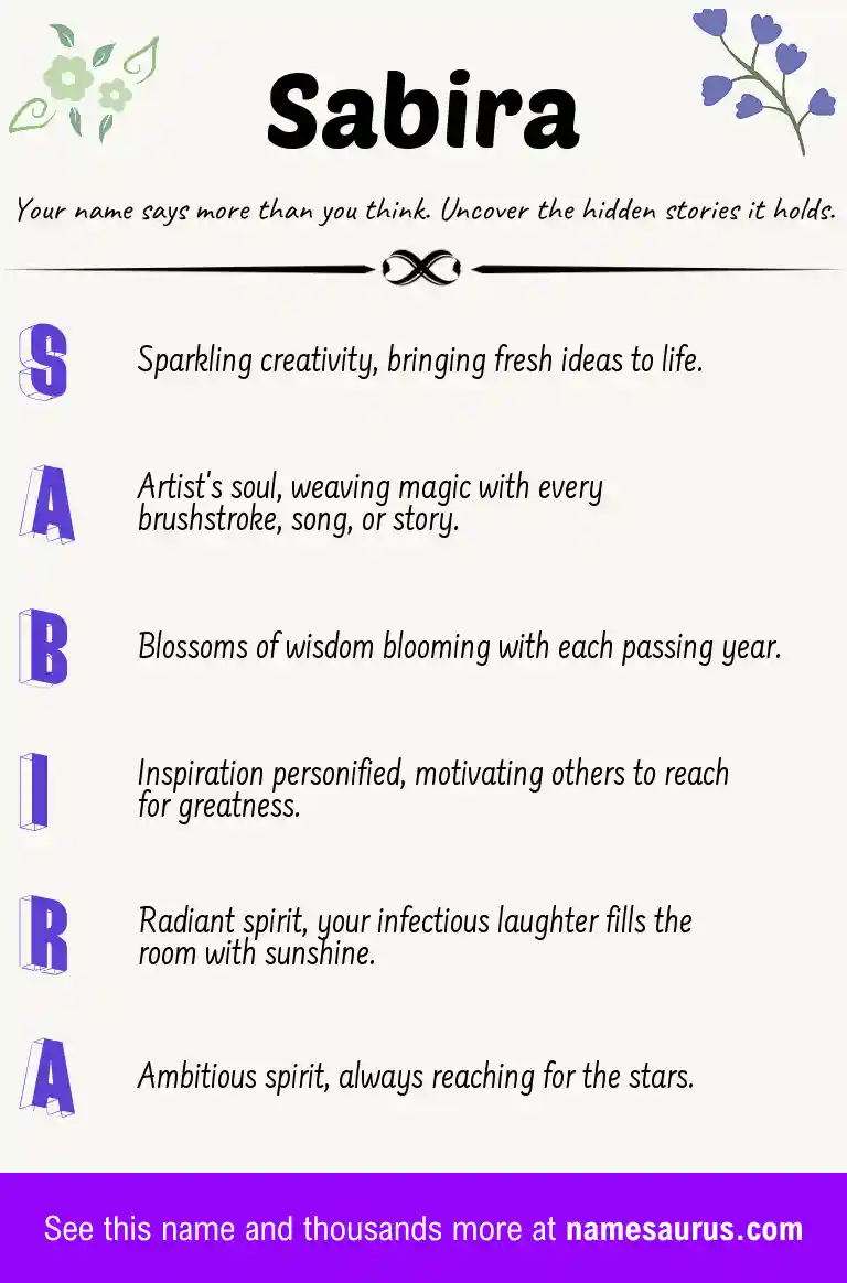 Acrostic poem about Sabira.