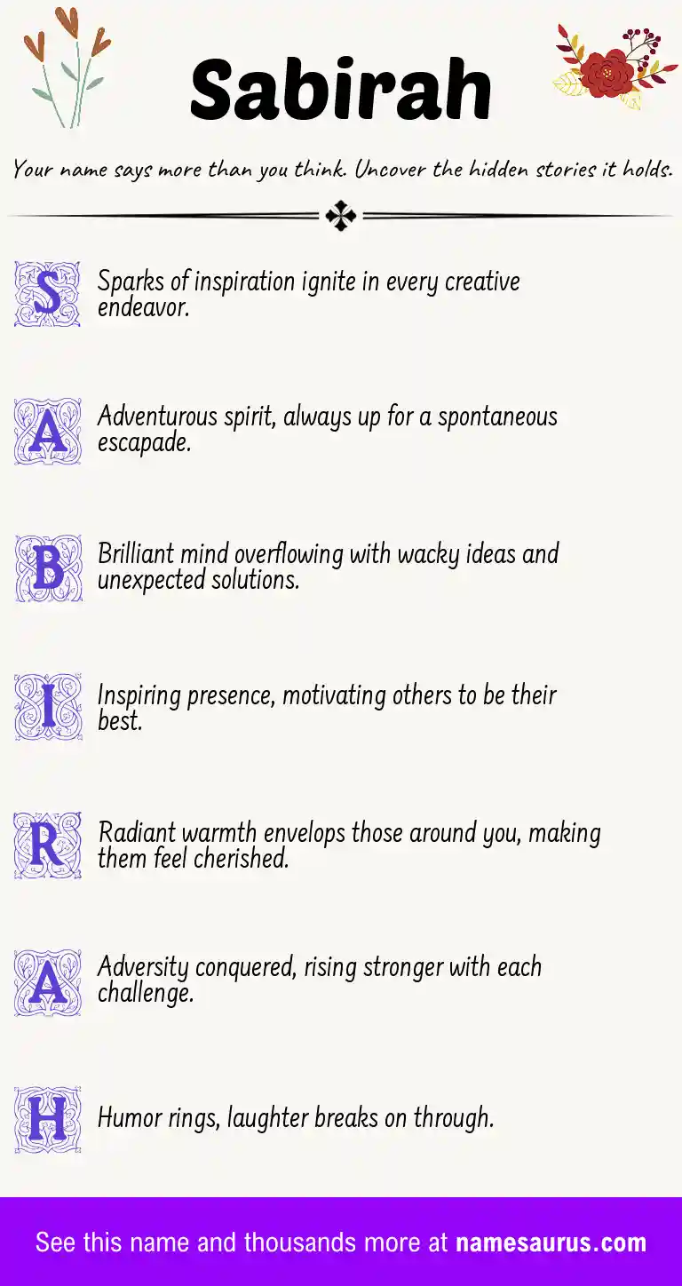 Acrostic poem about Sabirah.