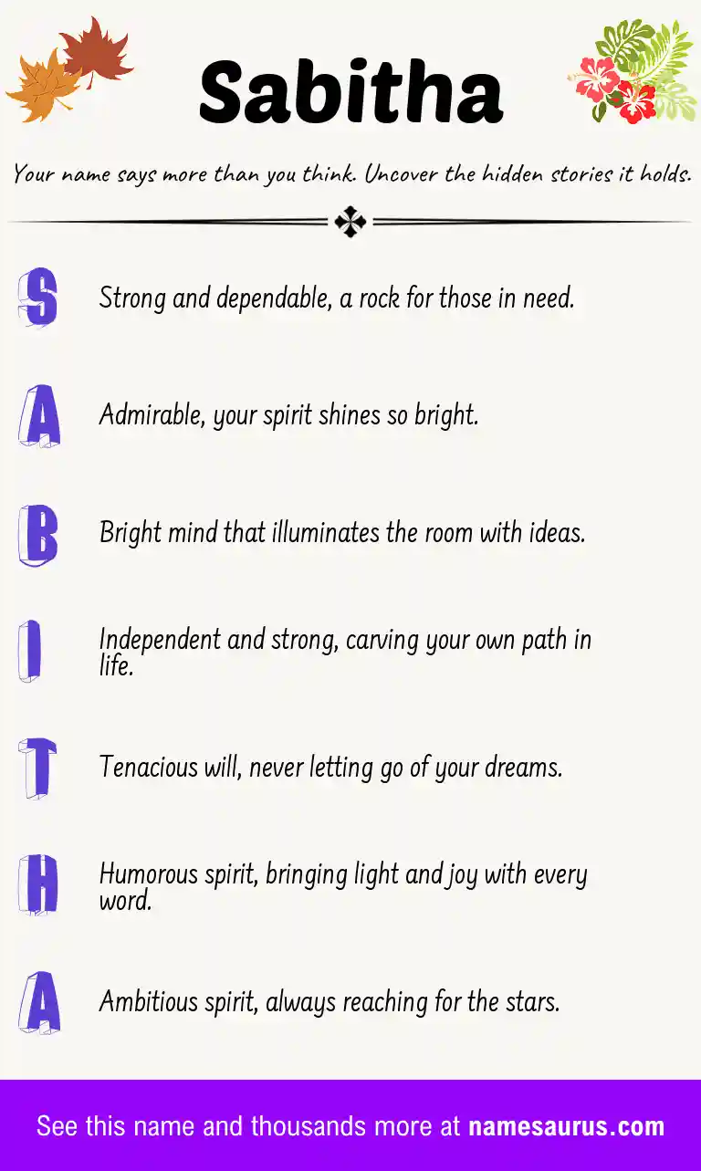 Acrostic poem about Sabitha.