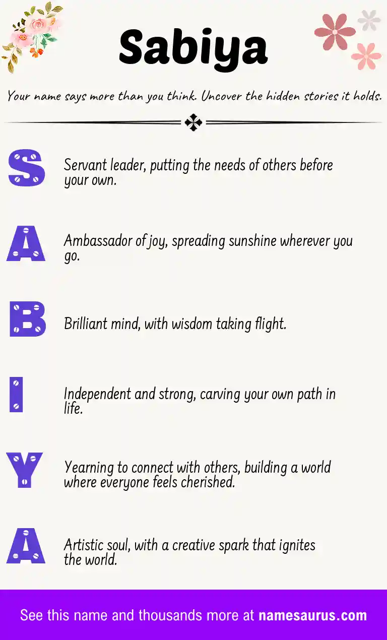Acrostic poem about Sabiya.