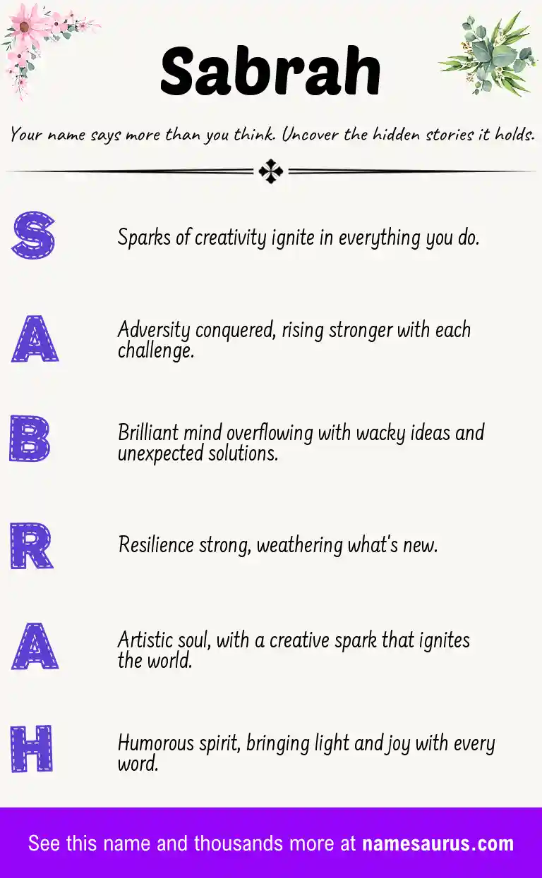 Acrostic poem about Sabrah.