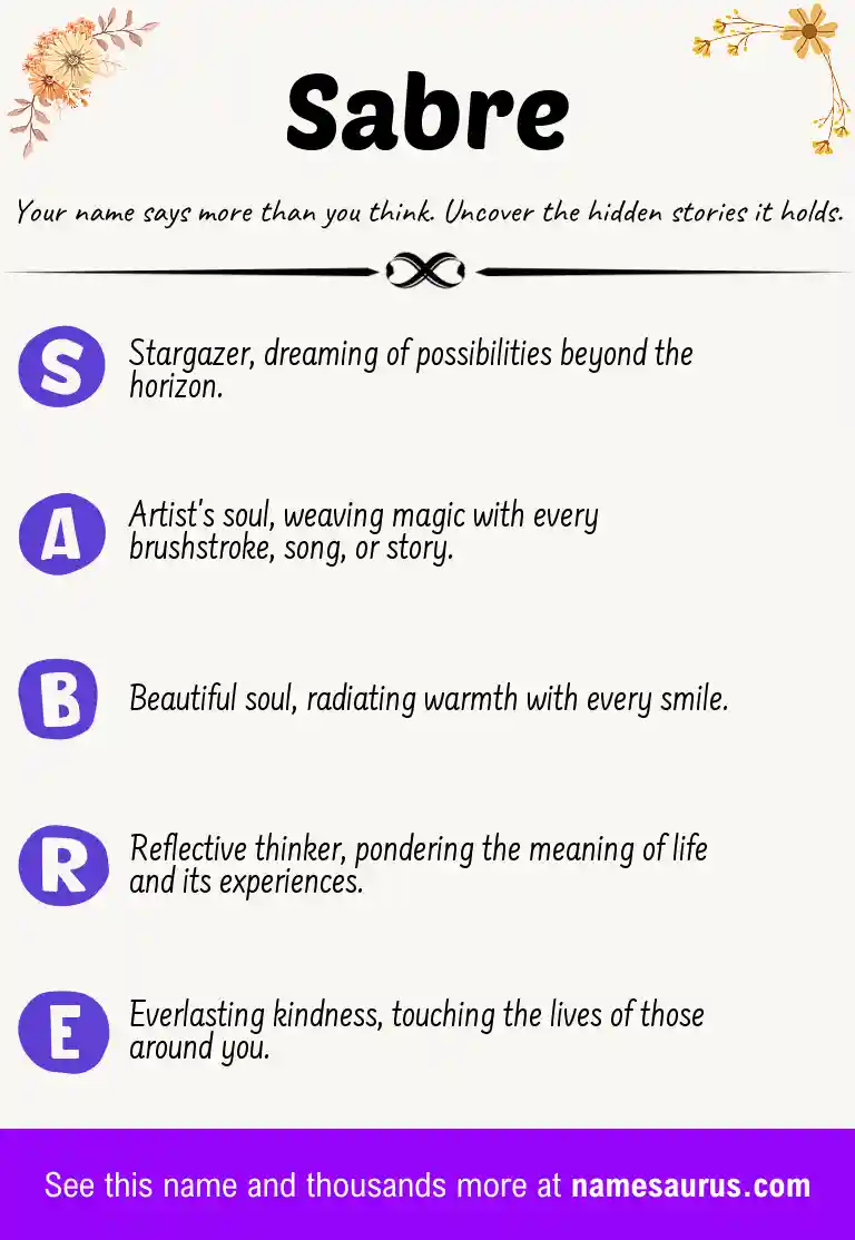 Acrostic poem about Sabre.
