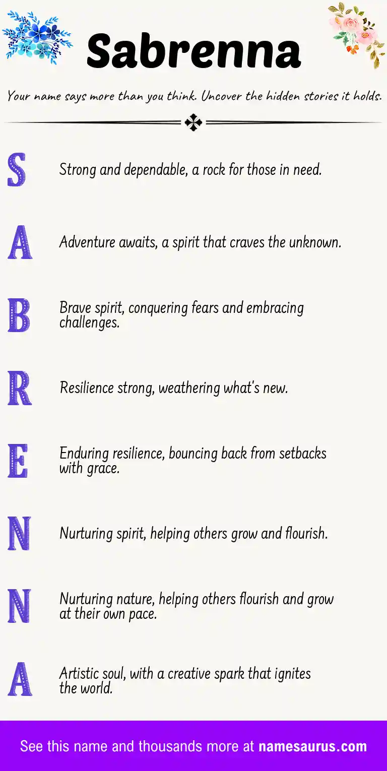 Acrostic poem about Sabrenna.