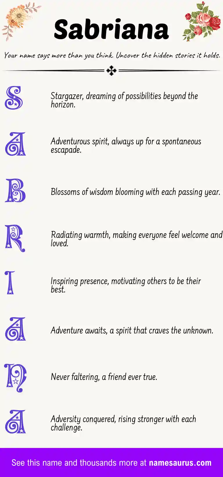 Acrostic poem about Sabriana.