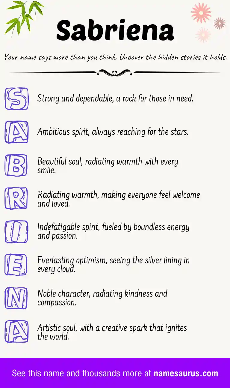 Acrostic poem about Sabriena.