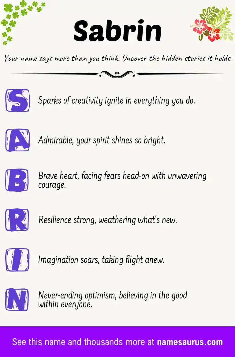 Acrostic poem about Sabrin.