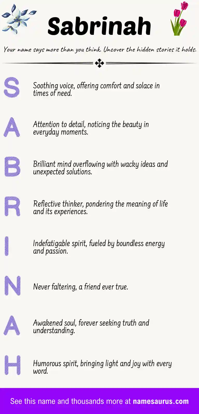 Acrostic poem about Sabrinah.
