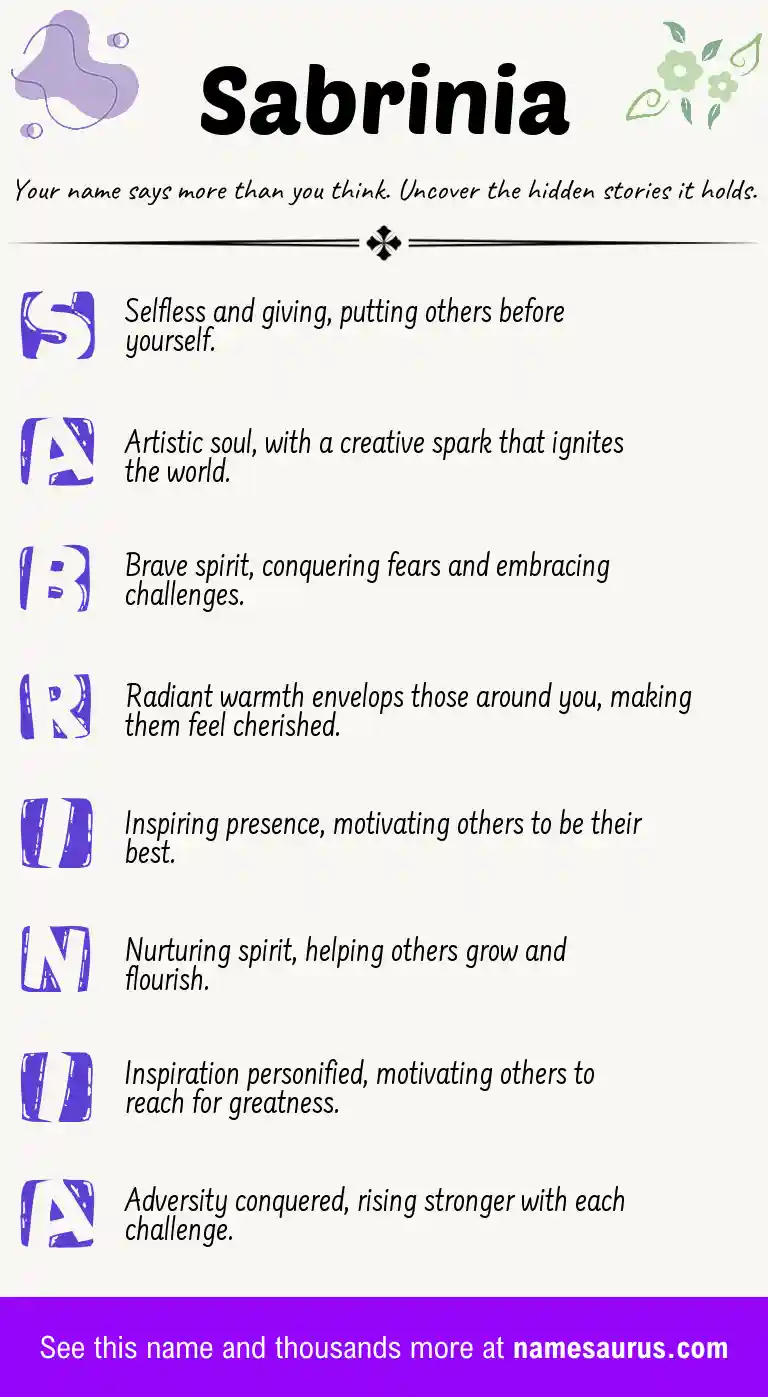 Acrostic poem about Sabrinia.