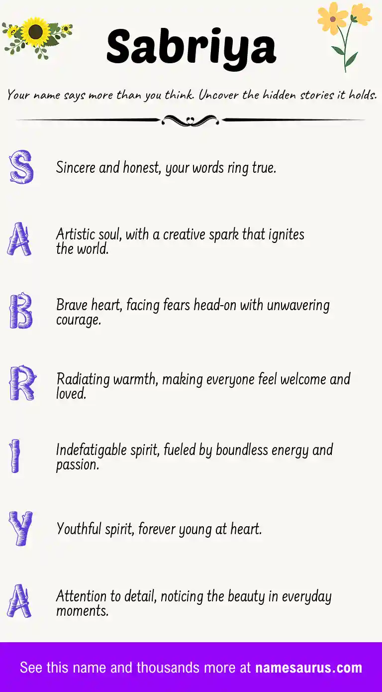 Acrostic poem about Sabriya.