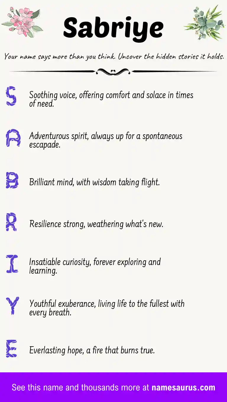 Acrostic poem about Sabriye.