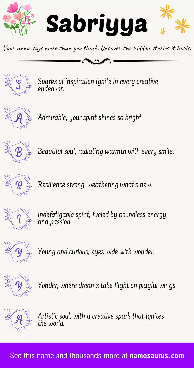 Acrostic poem about Sabriyya.