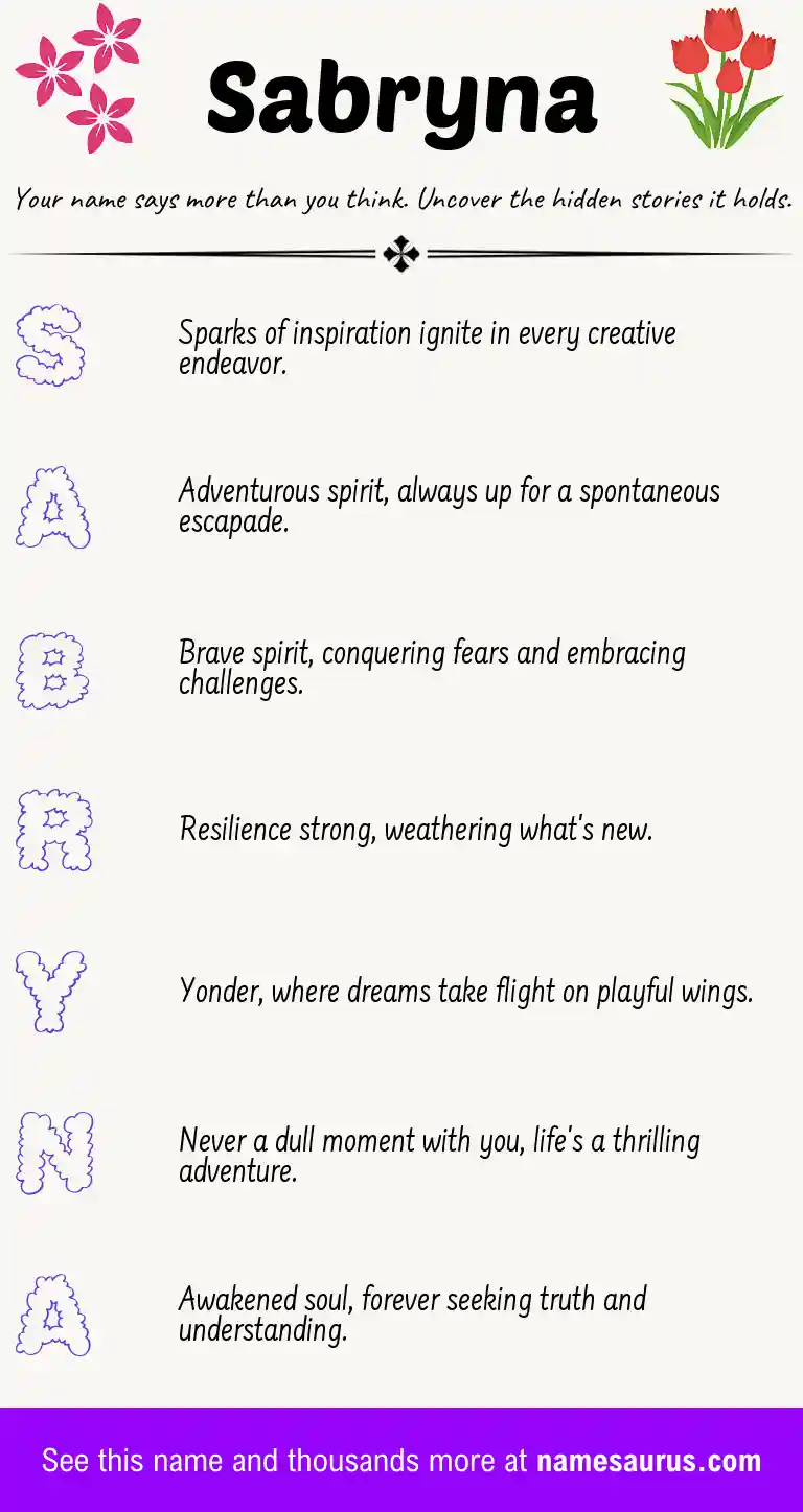 Acrostic poem about Sabryna.