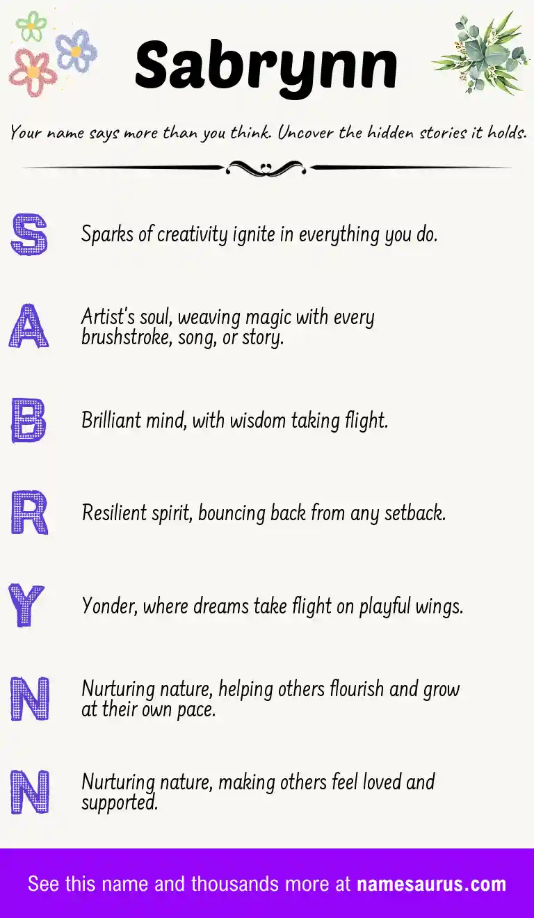 Acrostic poem about Sabrynn.
