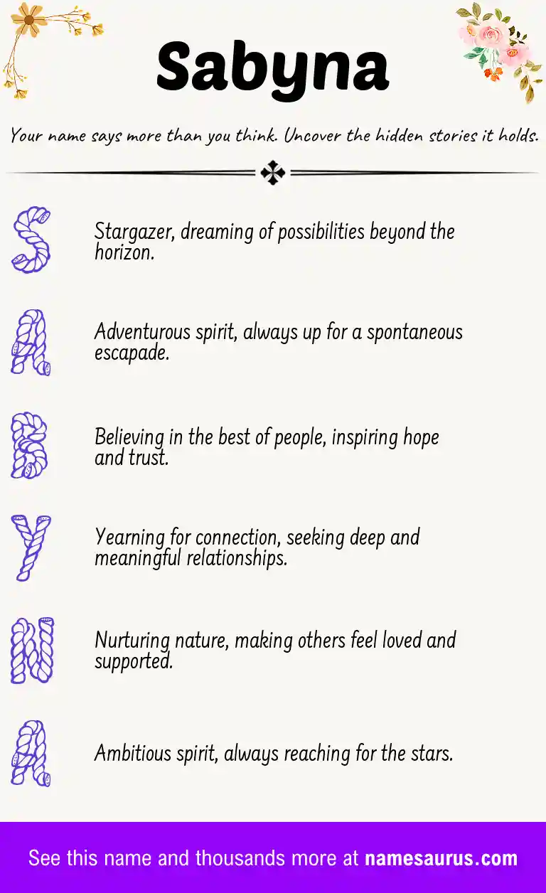Acrostic poem about Sabyna.