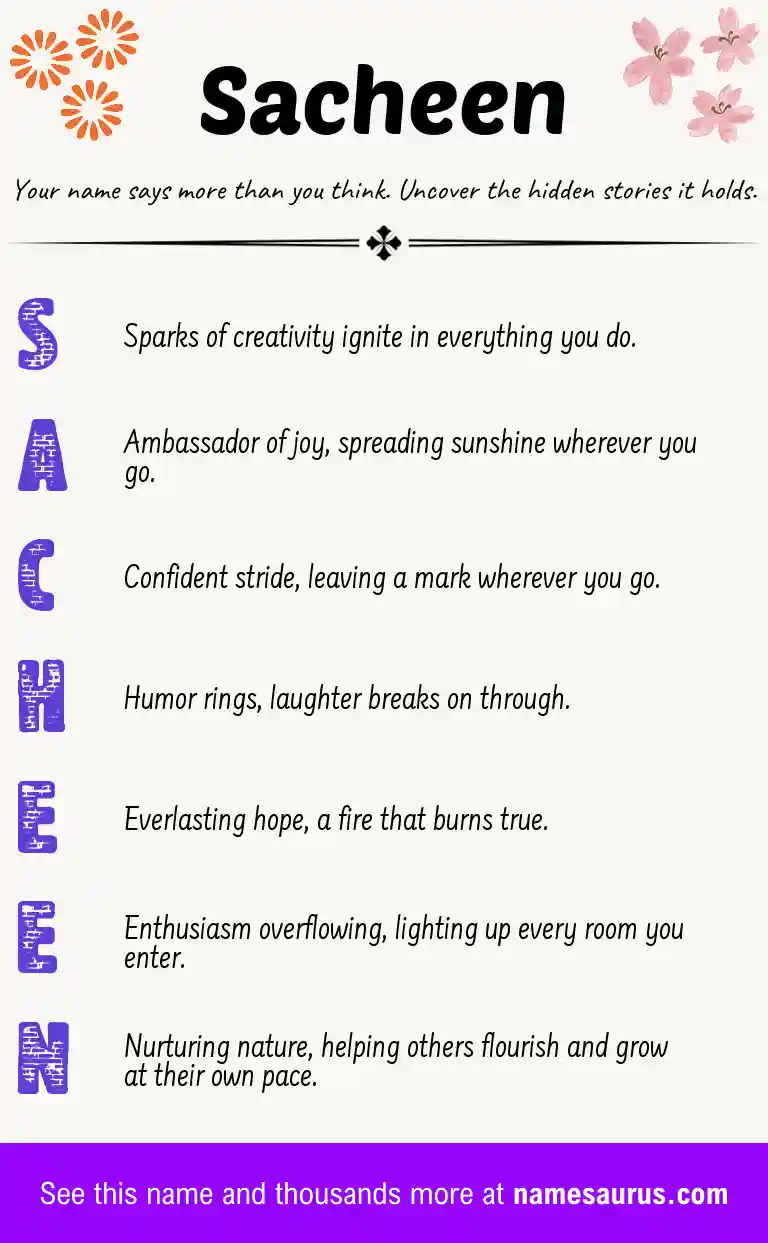 Acrostic poem about Sacheen.