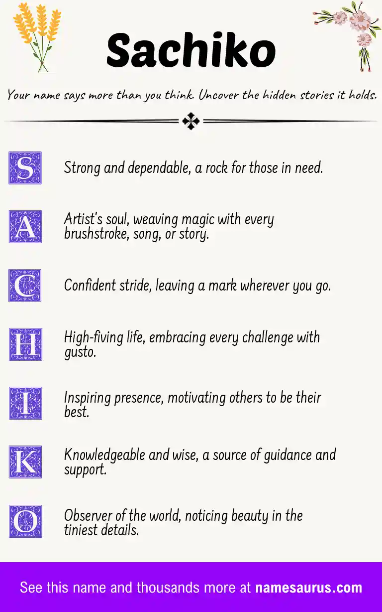 Acrostic poem about Sachiko.