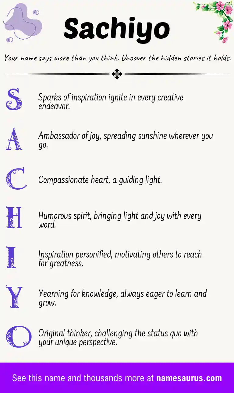 Acrostic poem about Sachiyo.