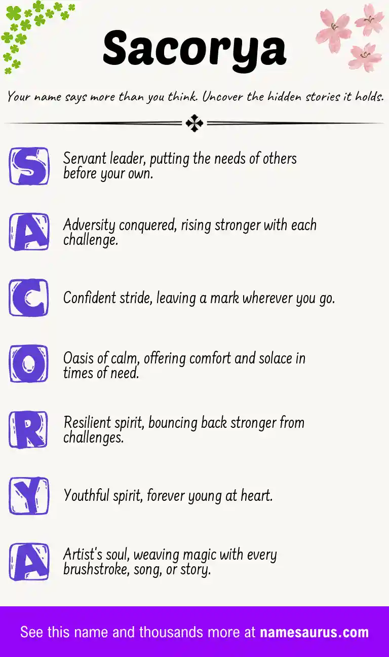 Acrostic poem about Sacorya.
