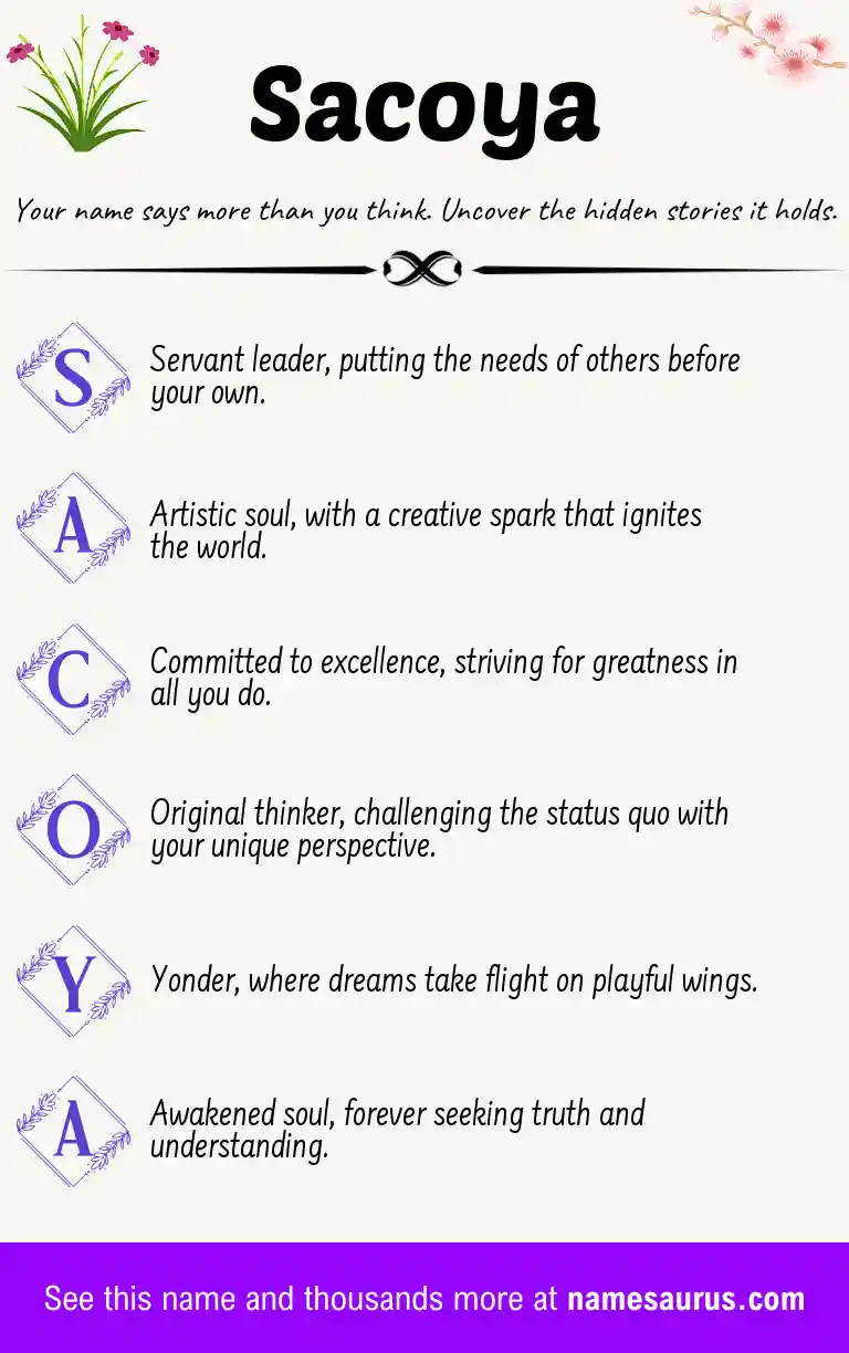 Acrostic poem about Sacoya.