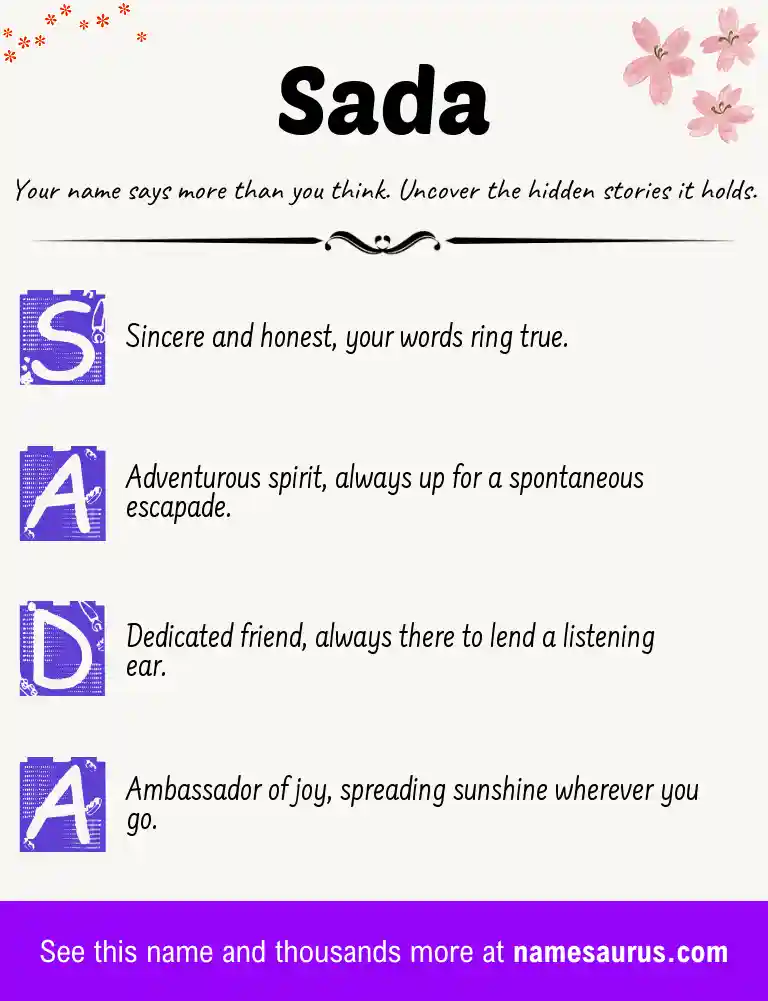 Acrostic poem about Sada.