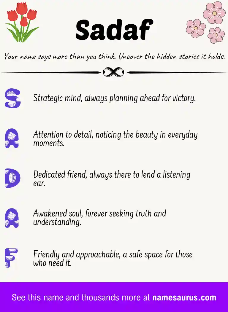 Acrostic poem about Sadaf.