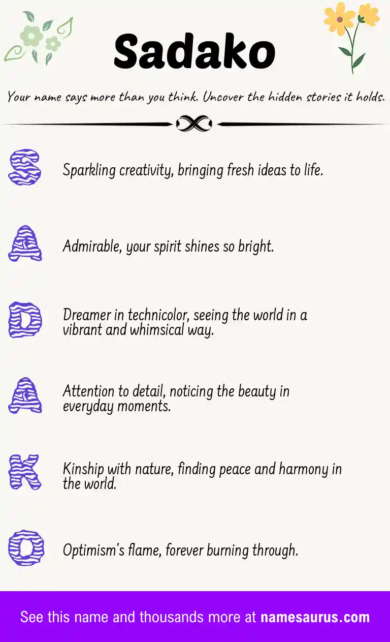 Acrostic poem about Sadako.