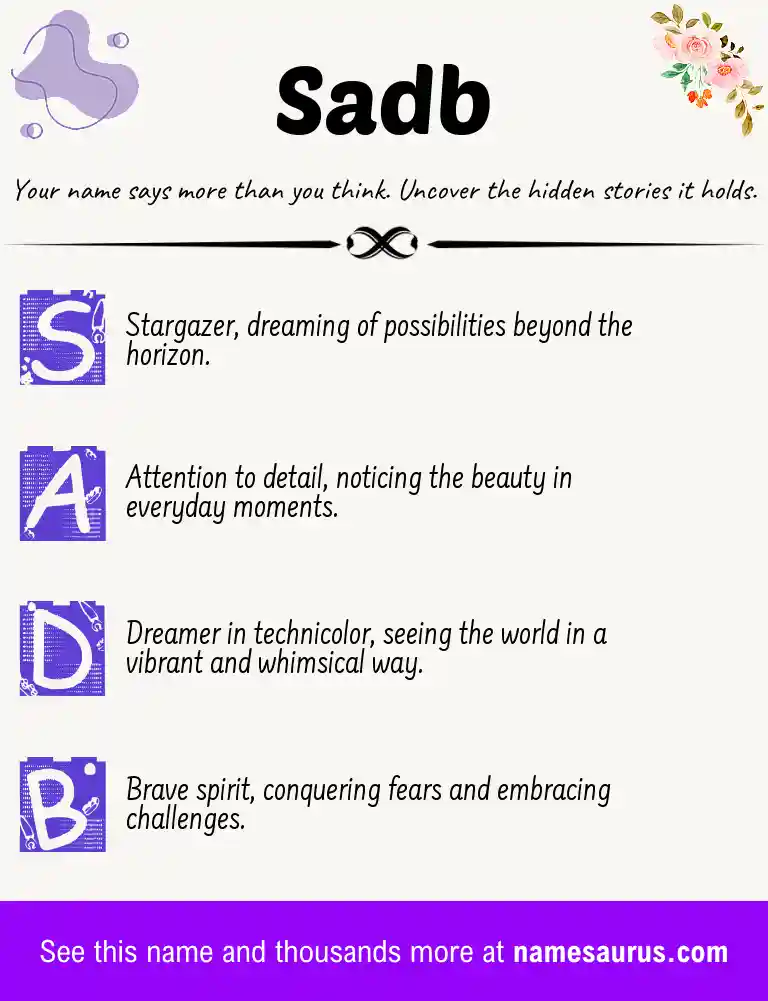 Acrostic poem about Sadb.