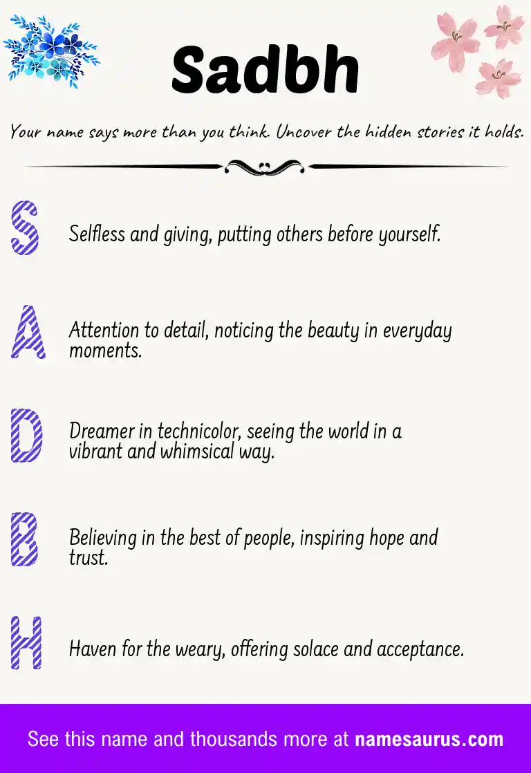 Acrostic poem about Sadbh.