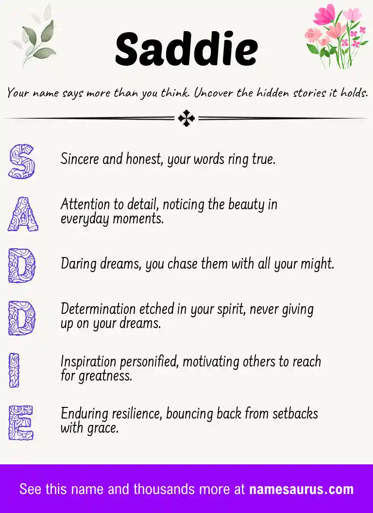 Acrostic poem about Saddie.