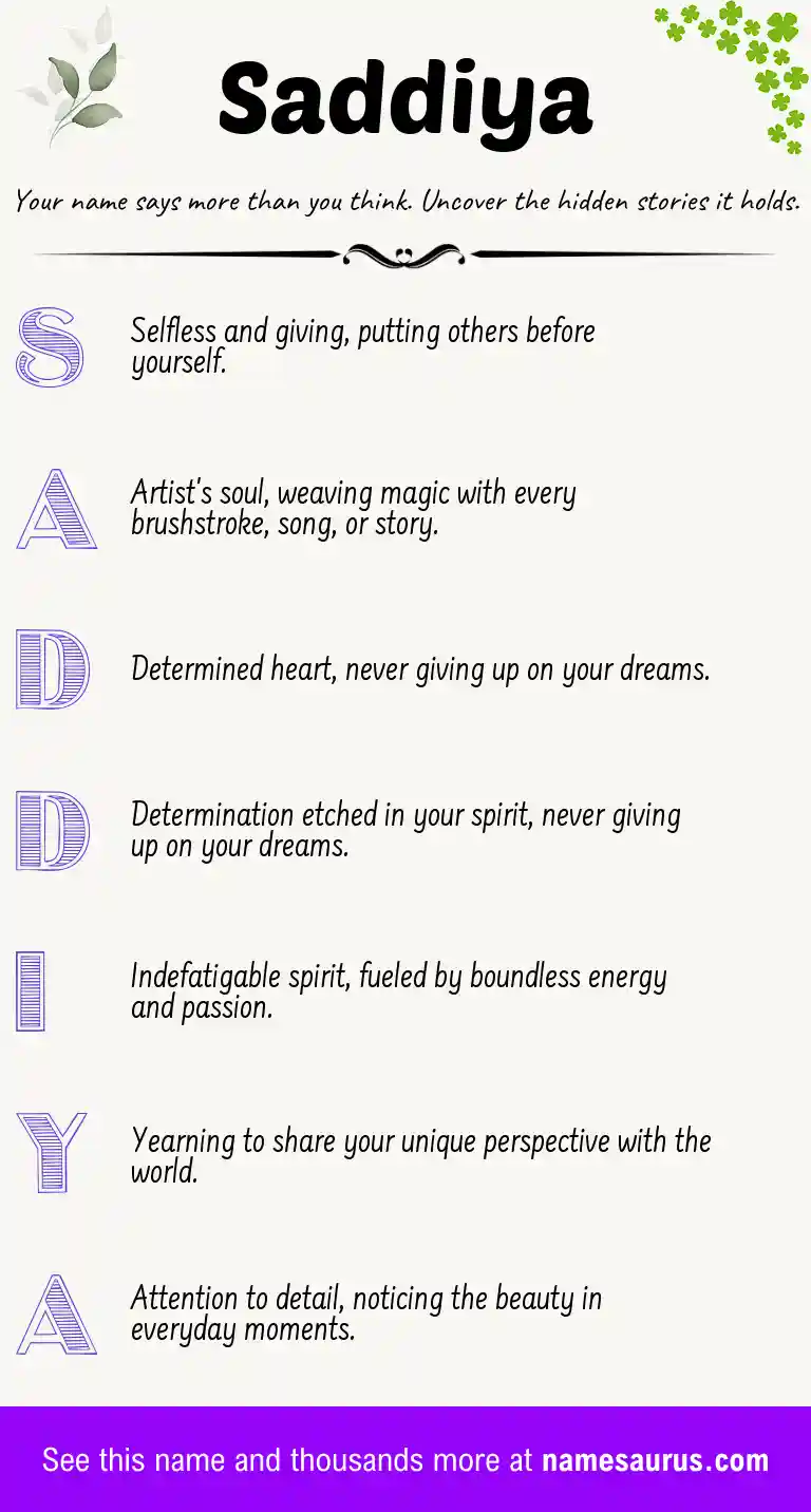 Acrostic poem about Saddiya.
