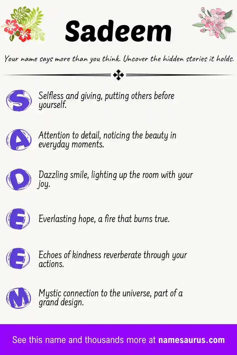 Acrostic poem about Sadeem.