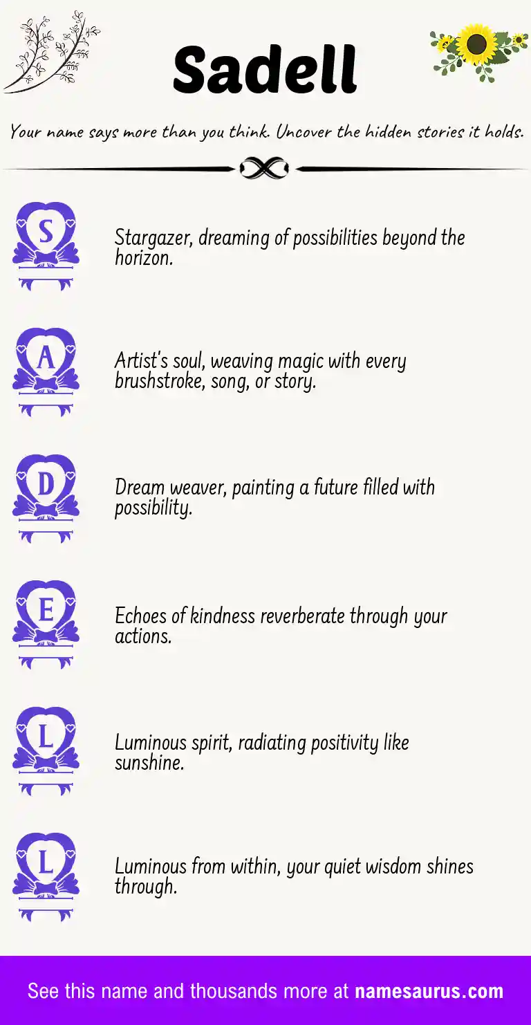 Acrostic poem about Sadell.
