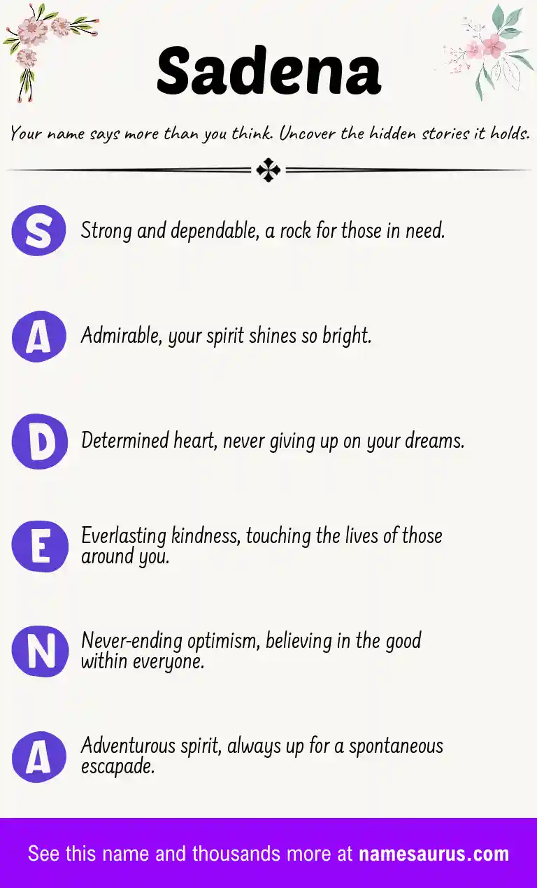 Acrostic poem about Sadena.