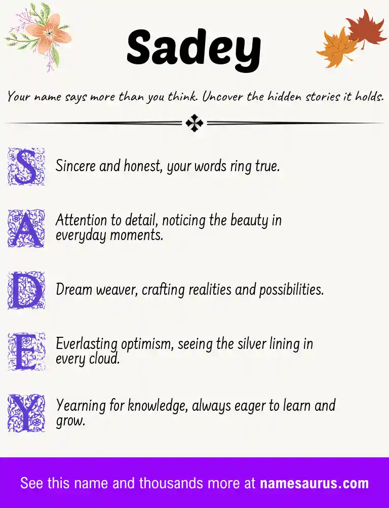 Acrostic poem about Sadey.