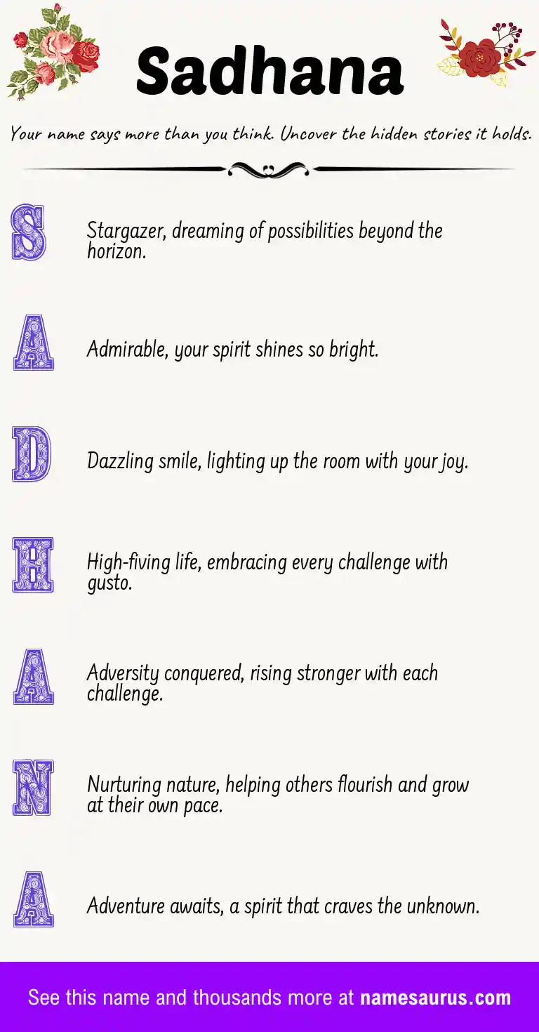 Acrostic poem about Sadhana.