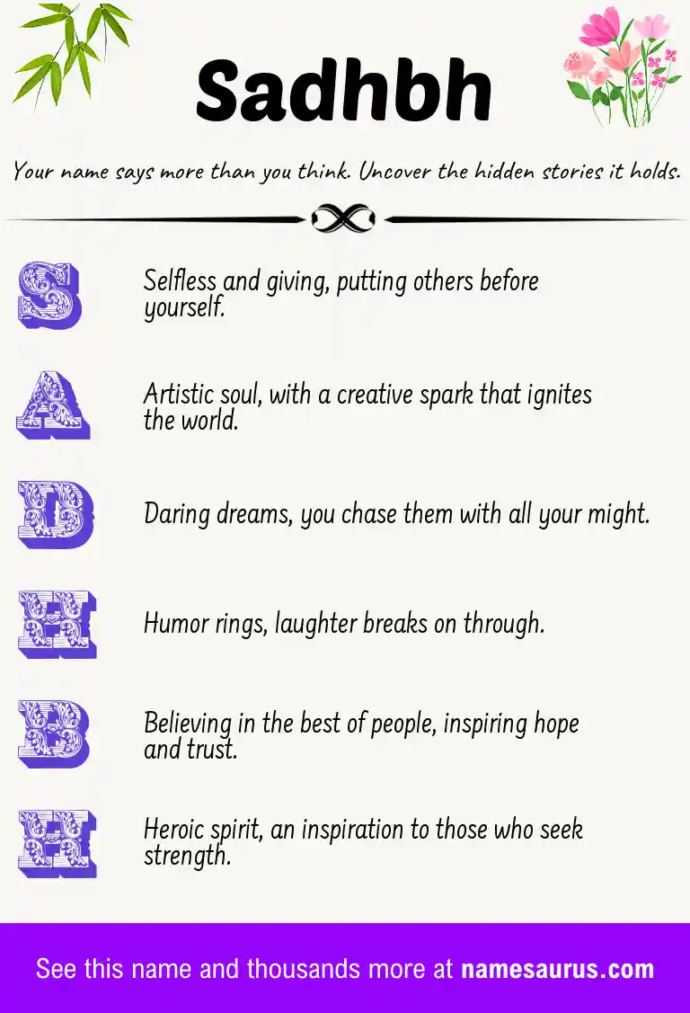 Acrostic poem about Sadhbh.