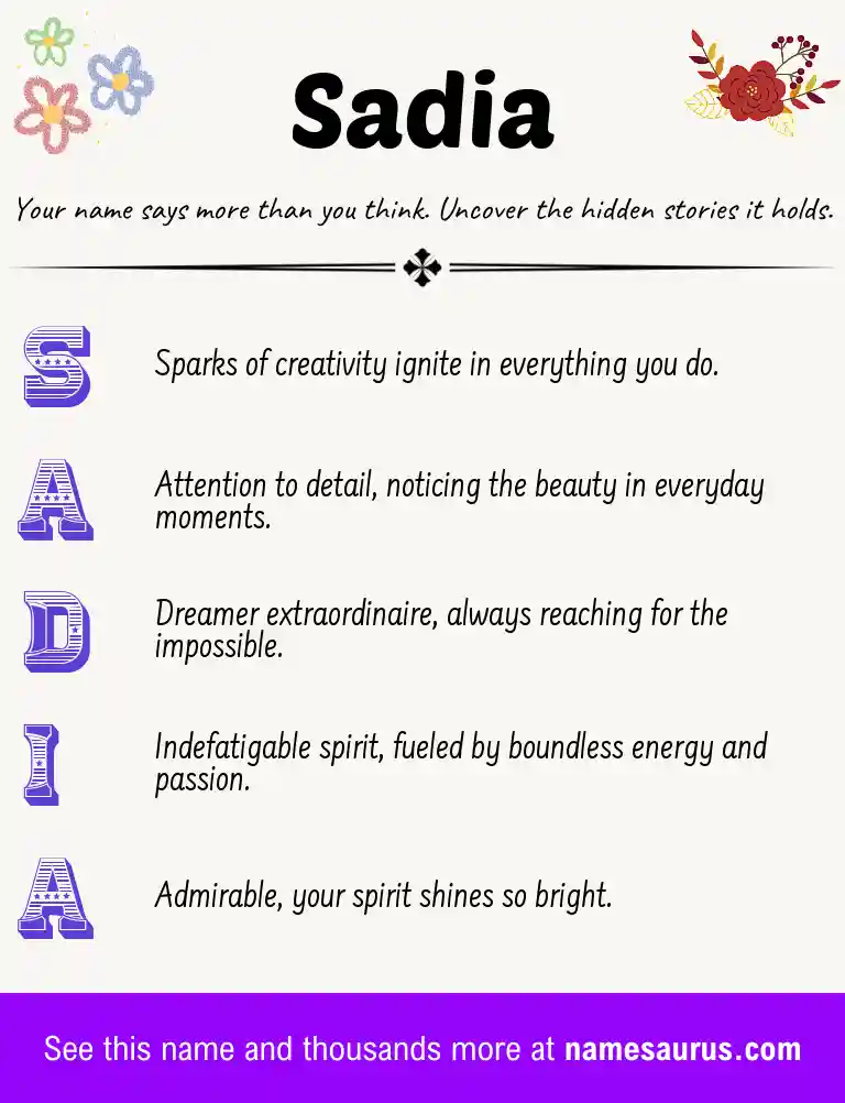 Acrostic poem about Sadia.