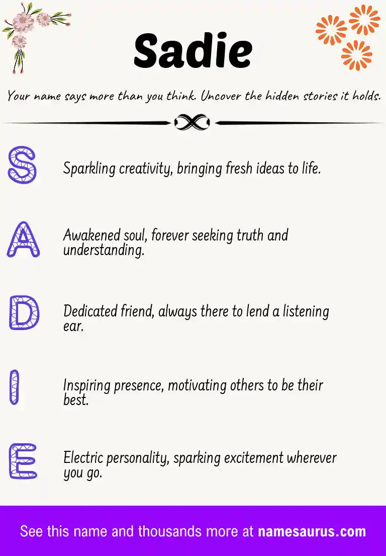Acrostic poem about Sadie.