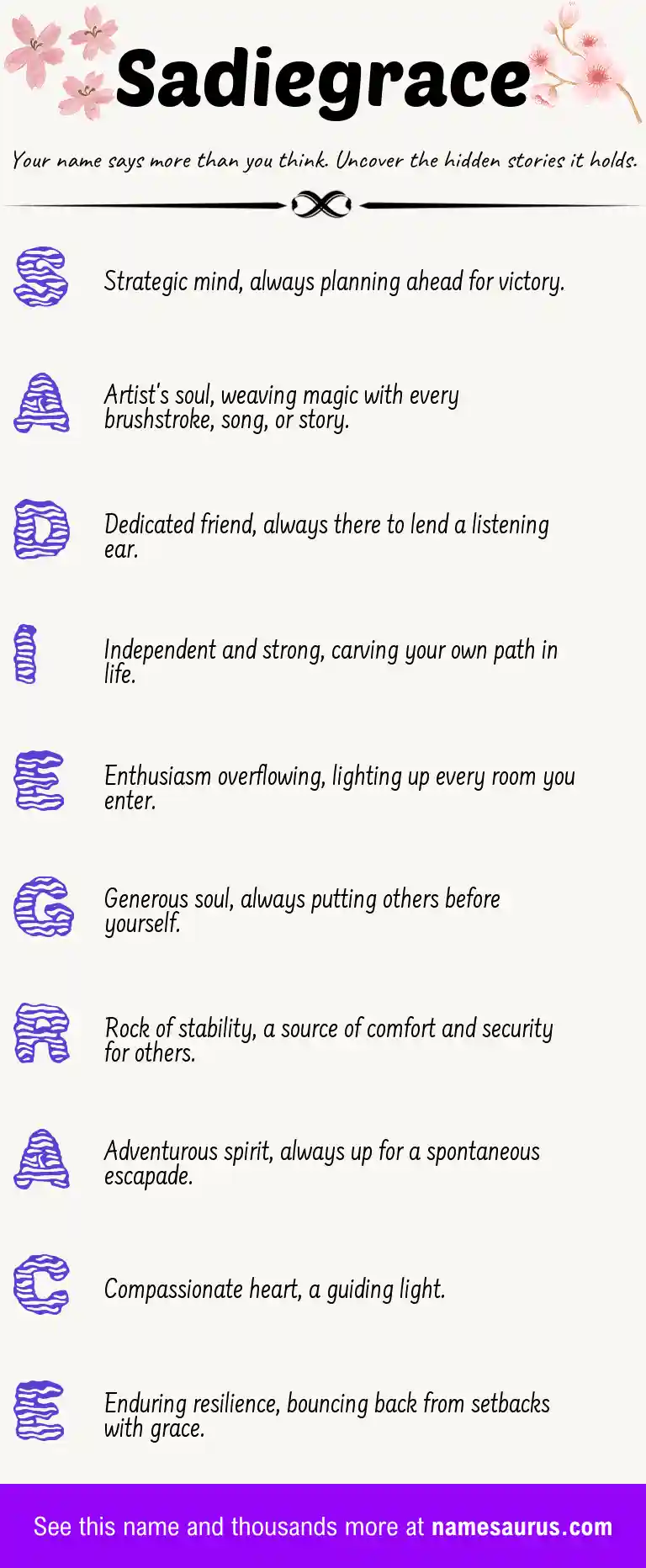 Acrostic poem about Sadiegrace.