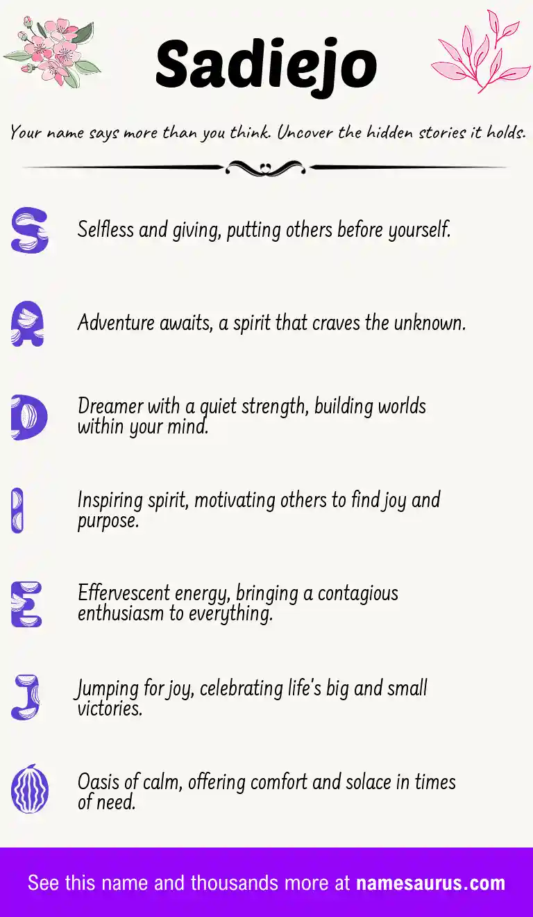 Acrostic poem about Sadiejo.