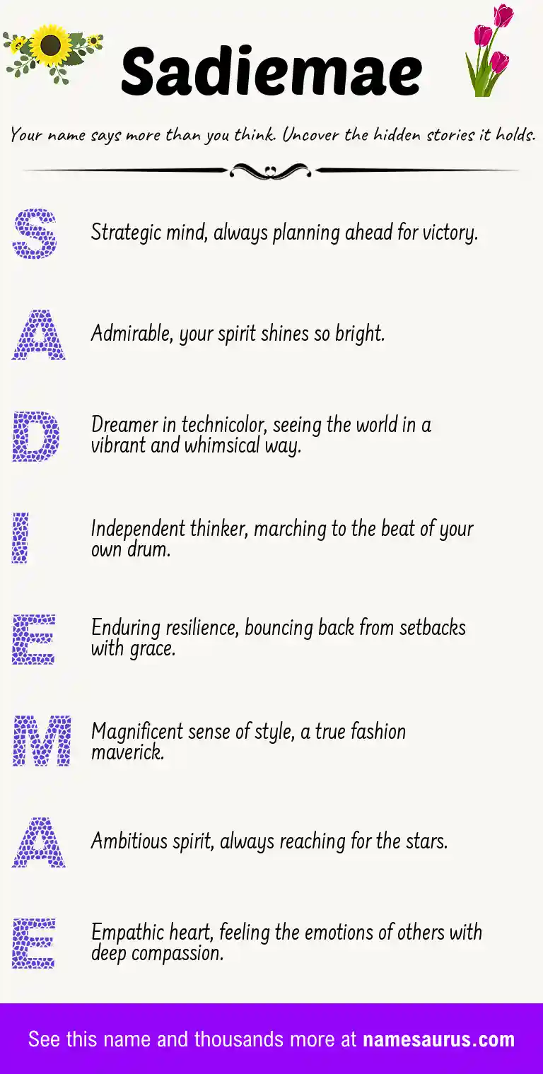 Acrostic poem about Sadiemae.