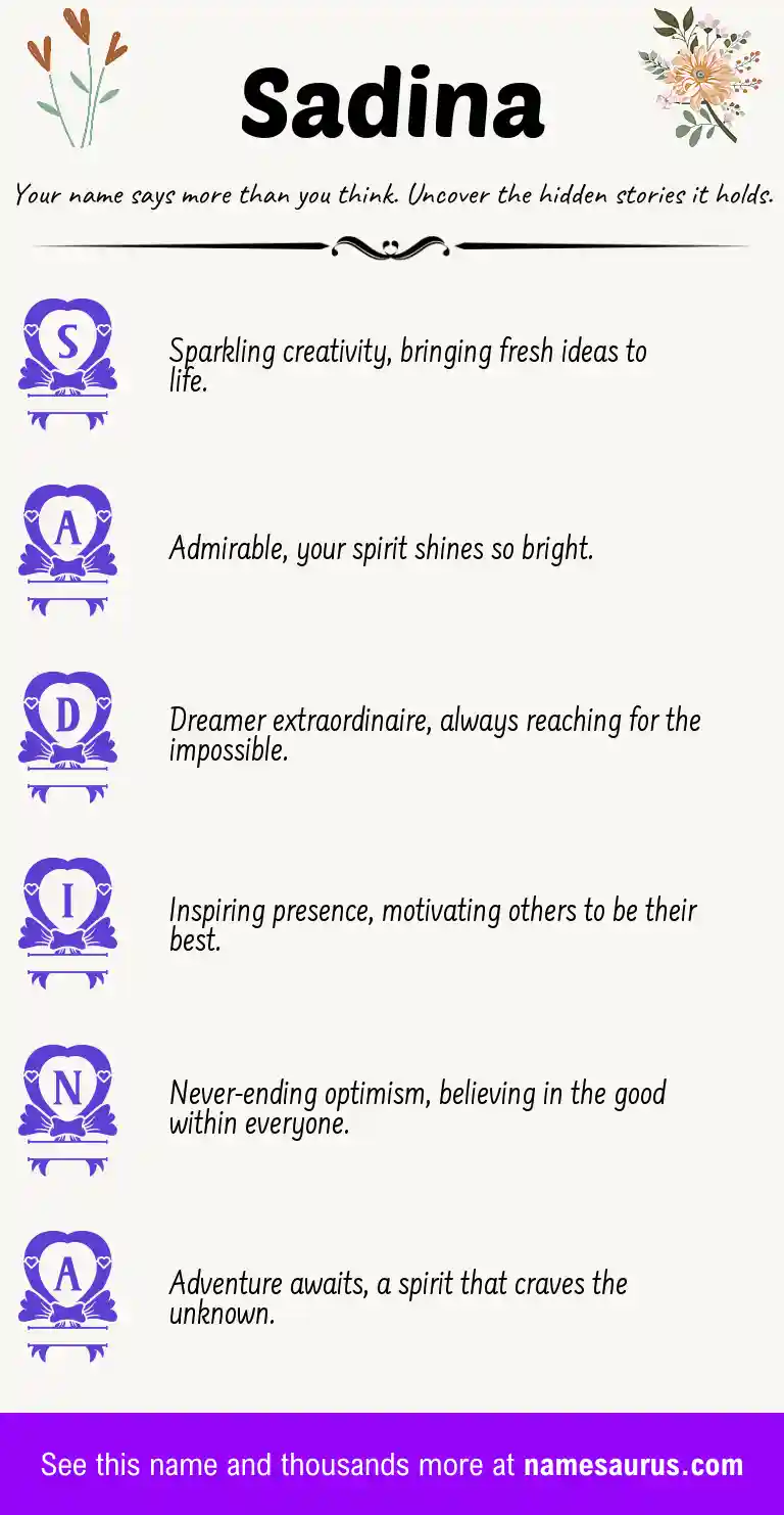 Acrostic poem about Sadina.