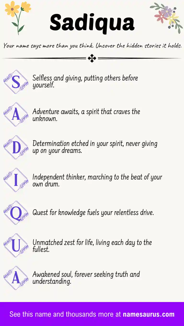 Acrostic poem about Sadiqua.