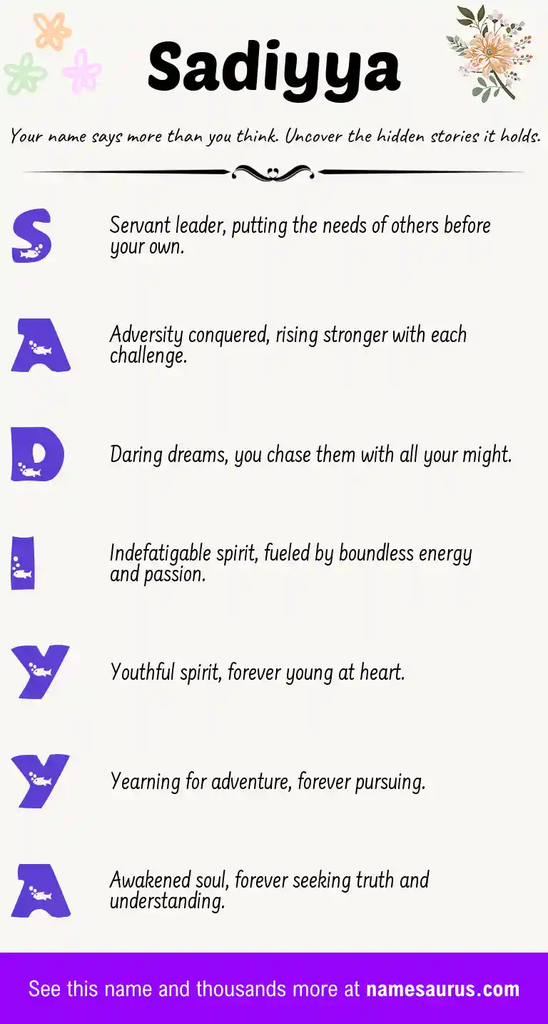 Acrostic poem about Sadiyya.