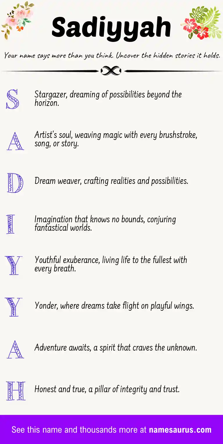 Acrostic poem about Sadiyyah.