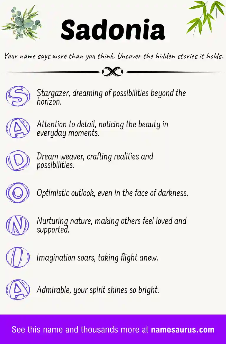 Acrostic poem about Sadonia.