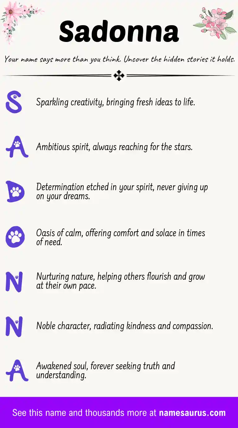 Acrostic poem about Sadonna.