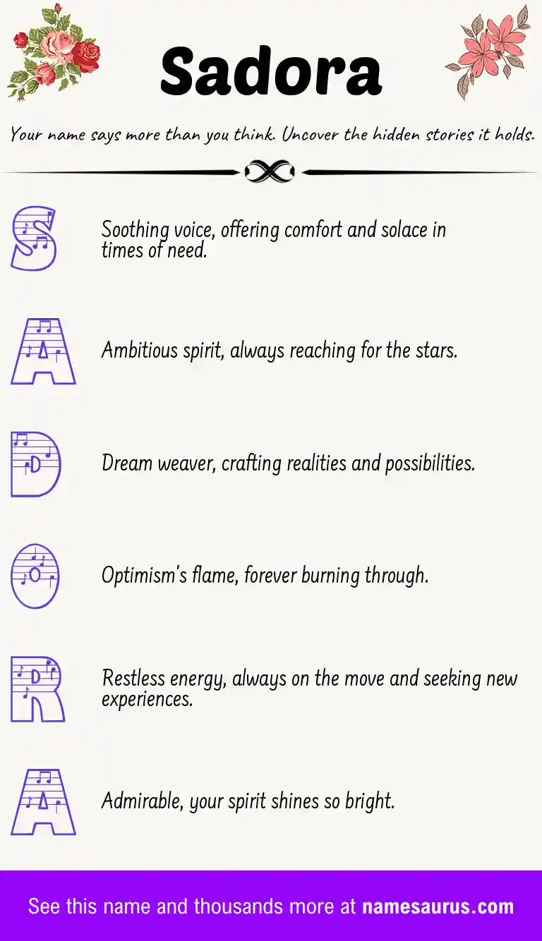 Acrostic poem about Sadora.